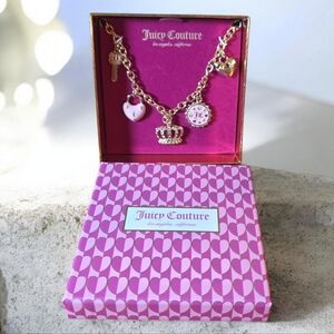 Juicy Couture Pink and Gold Charm Necklace